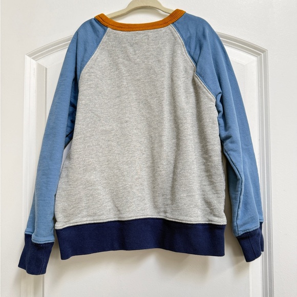 J Crew Crewcuts kids Blue, Gray, and Gold Crewneck Sweater - Picture 2 of 5